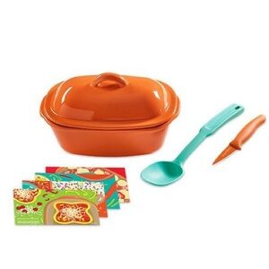 Pampered Chef mini deep covered baker orange